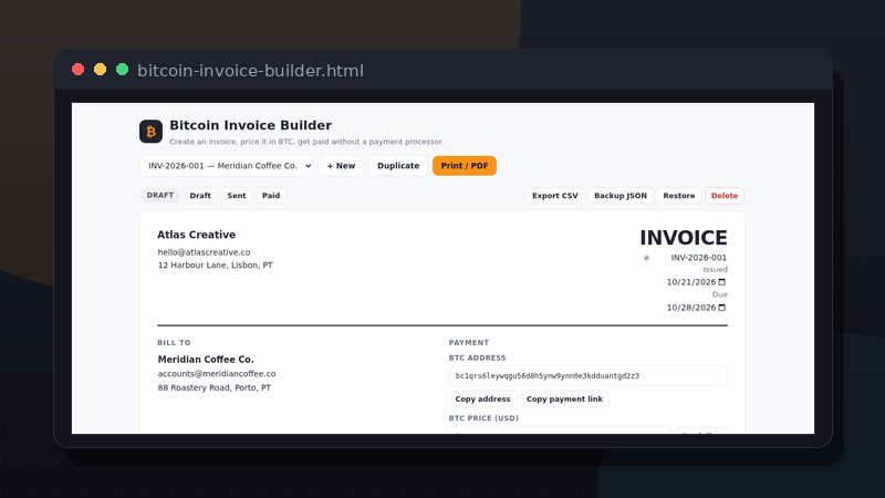 Bitcoin Invoice Builder preview