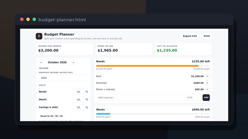 Budget Planner (50/30/20) preview