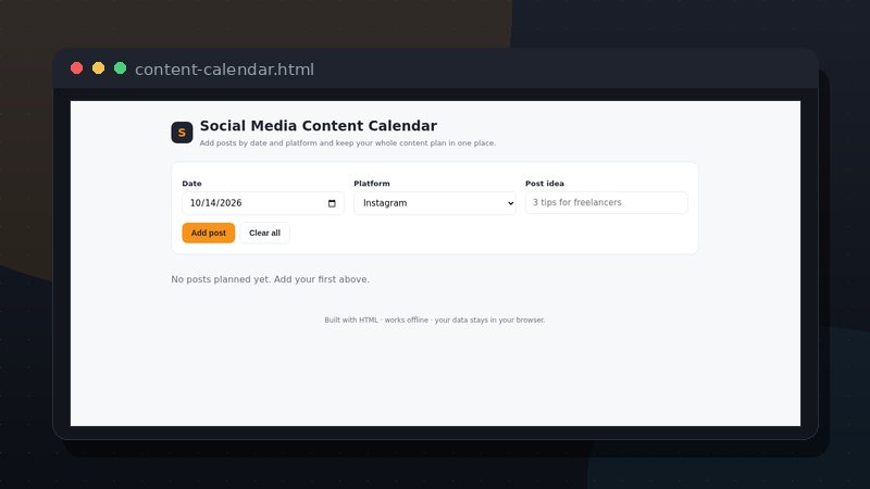 Social Media Content Calendar preview