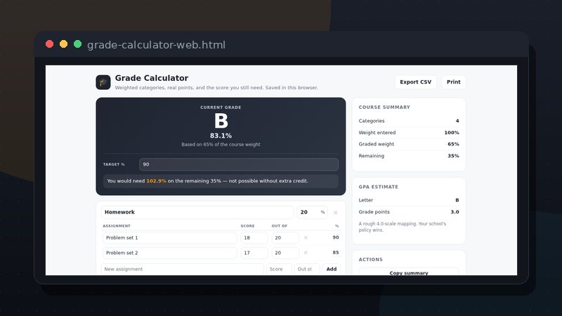 Grade Calculator (Web) preview