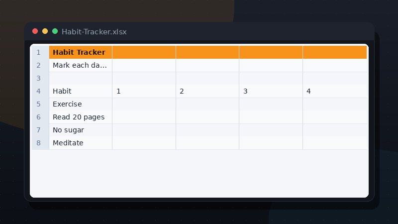 Habit Tracker (Excel) preview