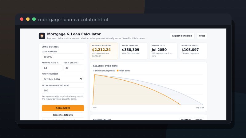 Mortgage & Loan Calculator preview