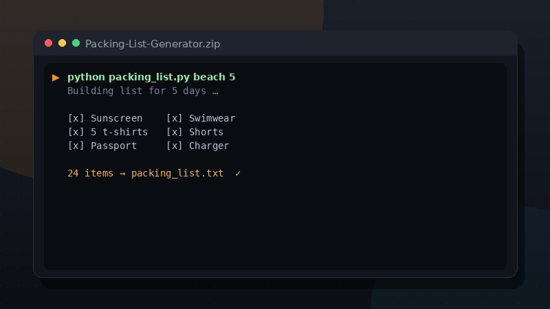 Packing List Generator preview