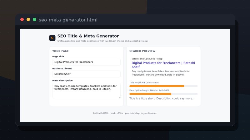 SEO Title & Meta Generator preview