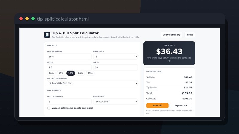 Tip & Bill Split Calculator preview