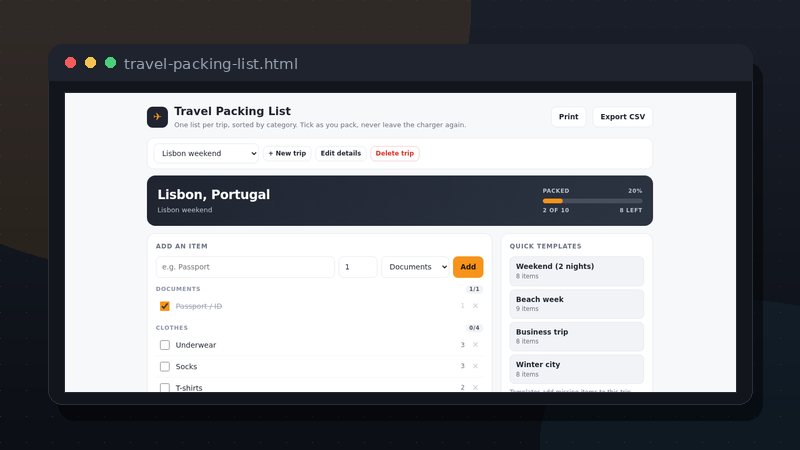 Travel Packing List (Web) preview